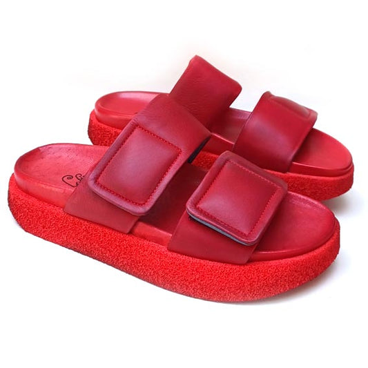 Lofina Red Leather Sandals.