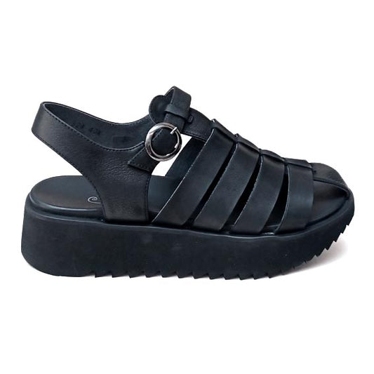 Lofina Black Leather Gladiator Sandal