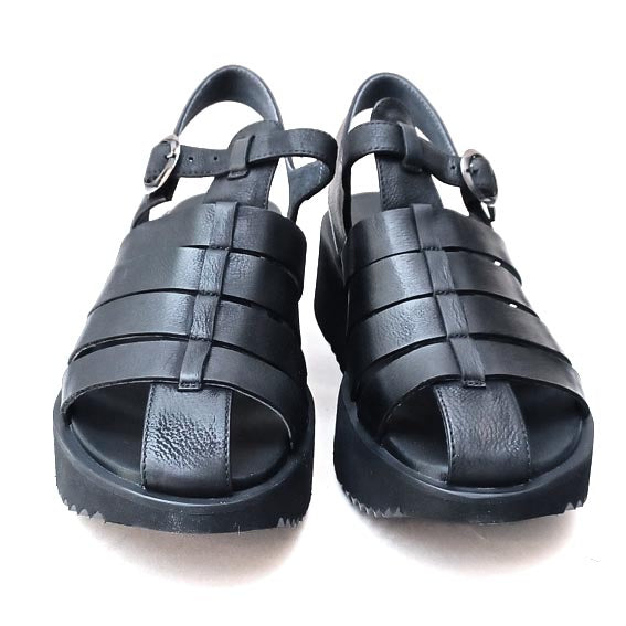 Lofina Black Leather Gladiator Sandal