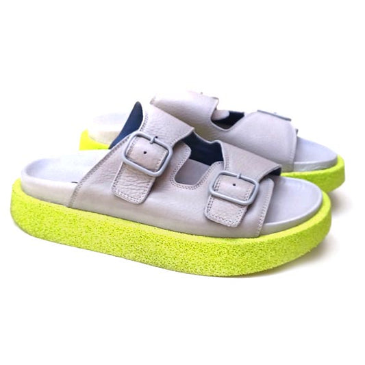 Lofina Light Grey Leather Sandals