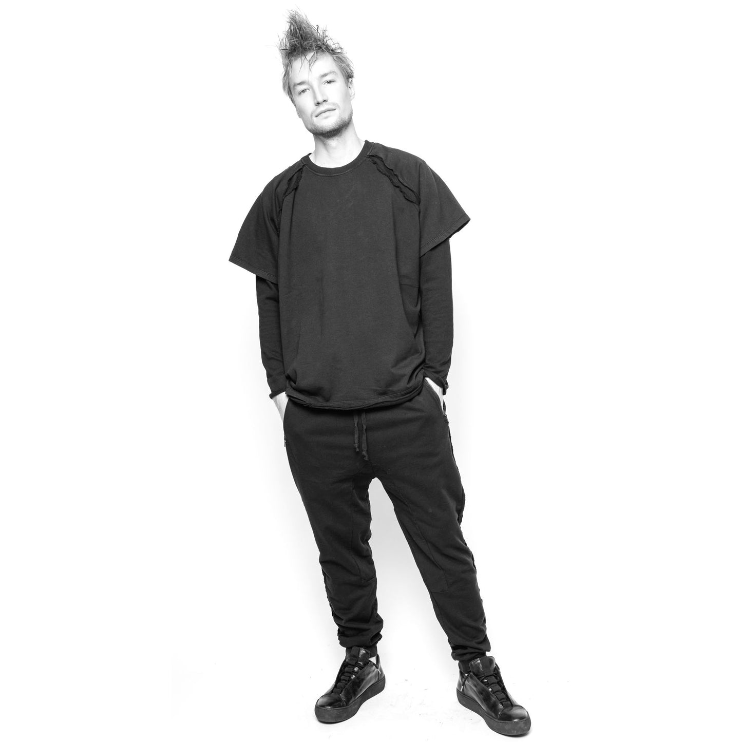 raw edge t shirt top.