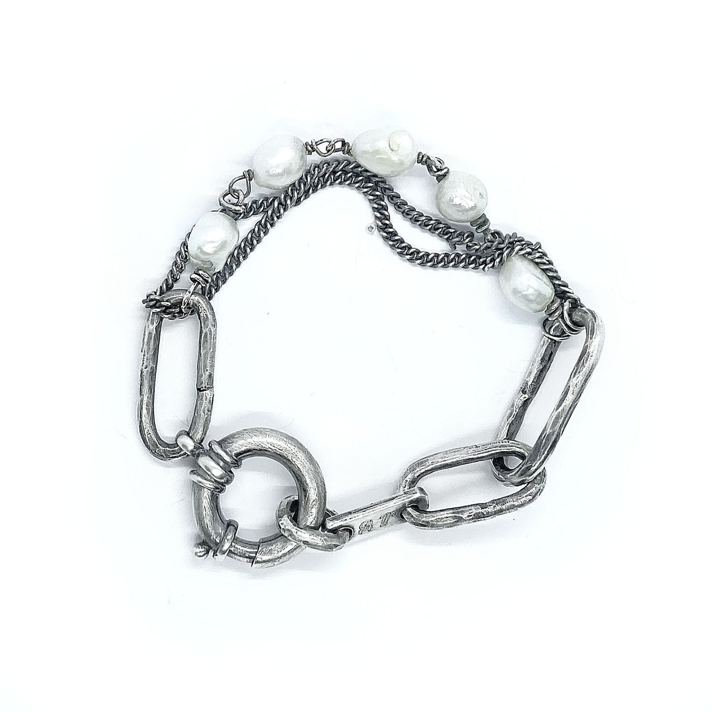 Silver and pearl bracelet