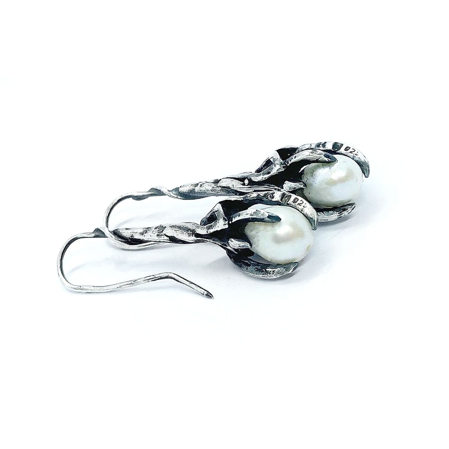 Silver and pearl earrings