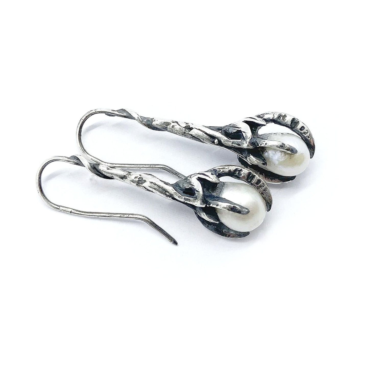 Silver and pearl earrings