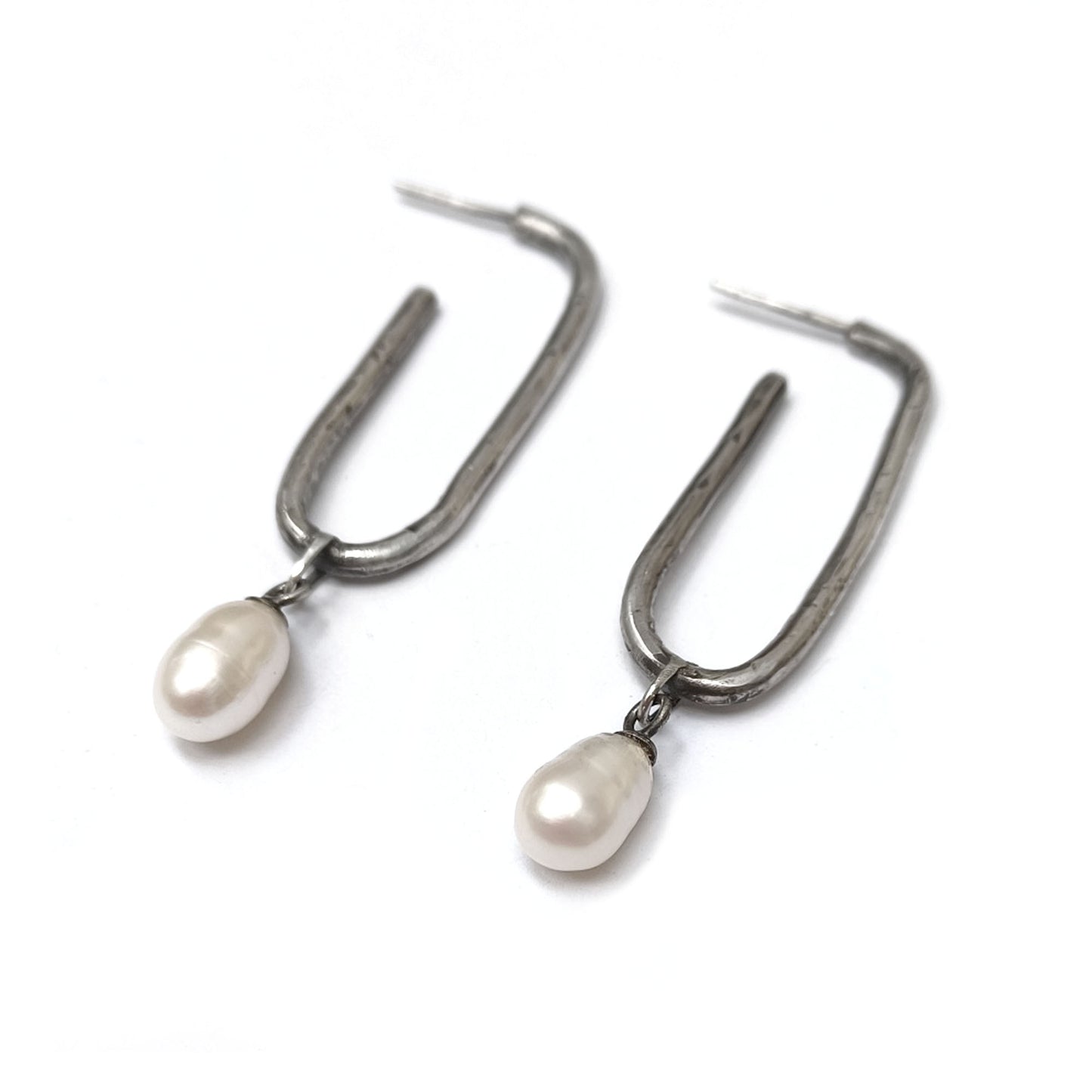 Abbot Silver and Pearl Earring