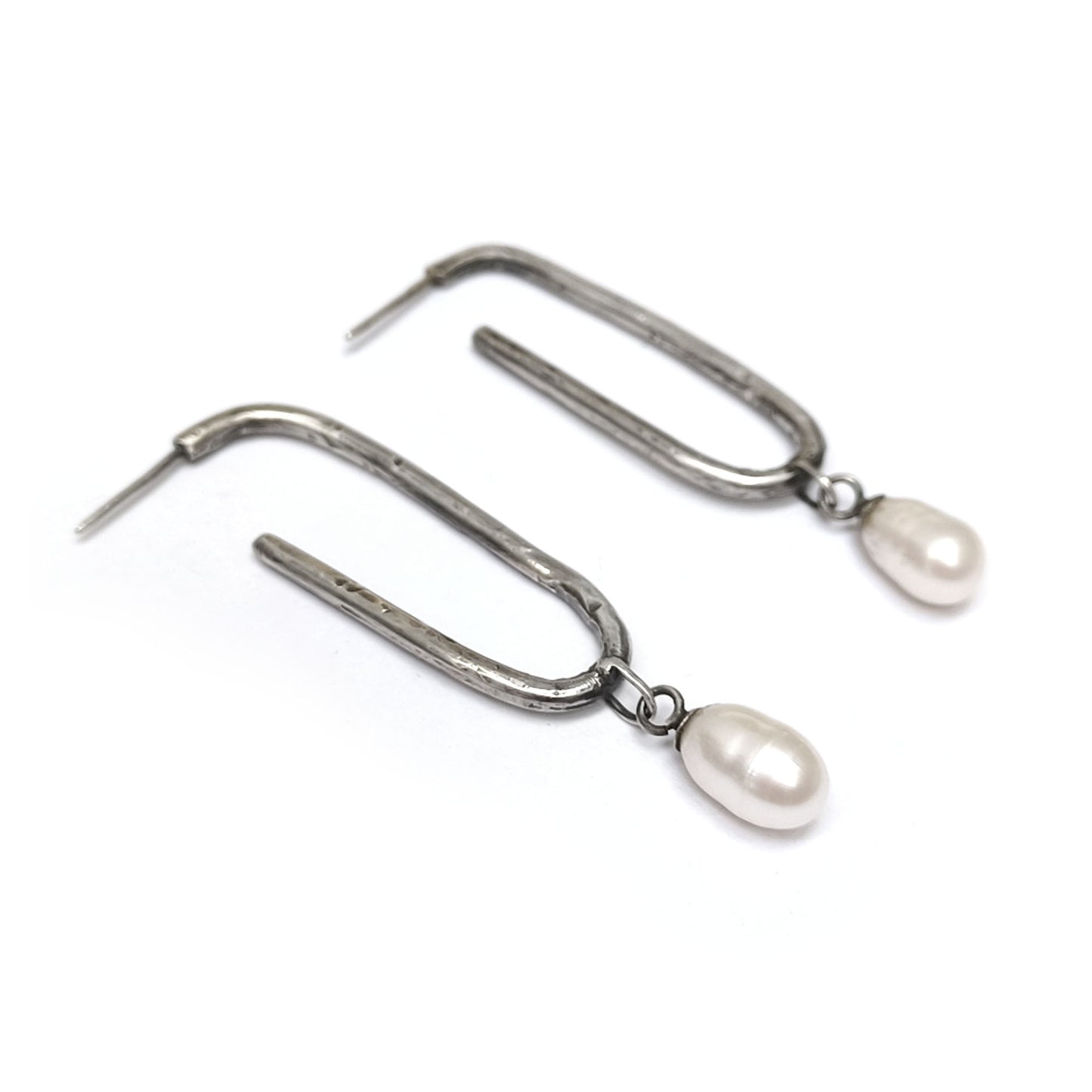 Abbot Silver and Pearl Earring