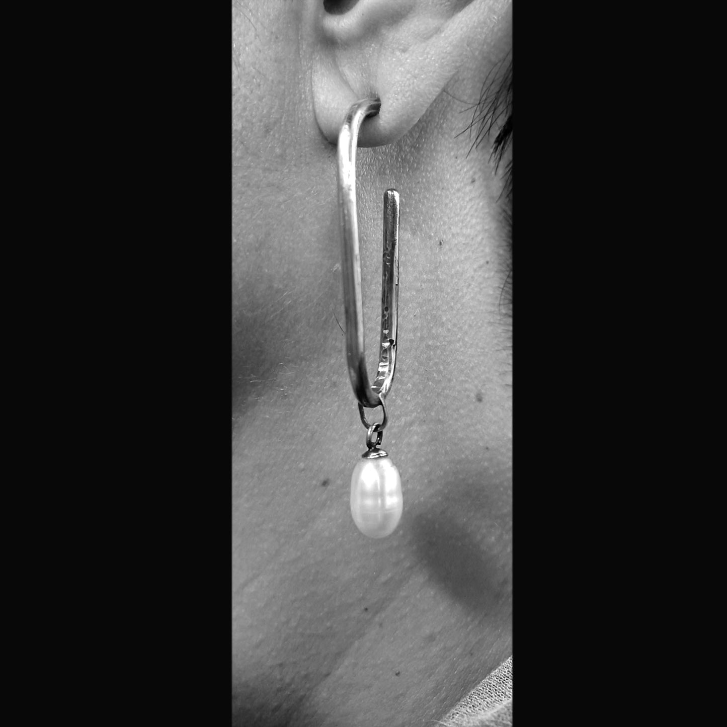 Abbot Silver and Pearl Earring