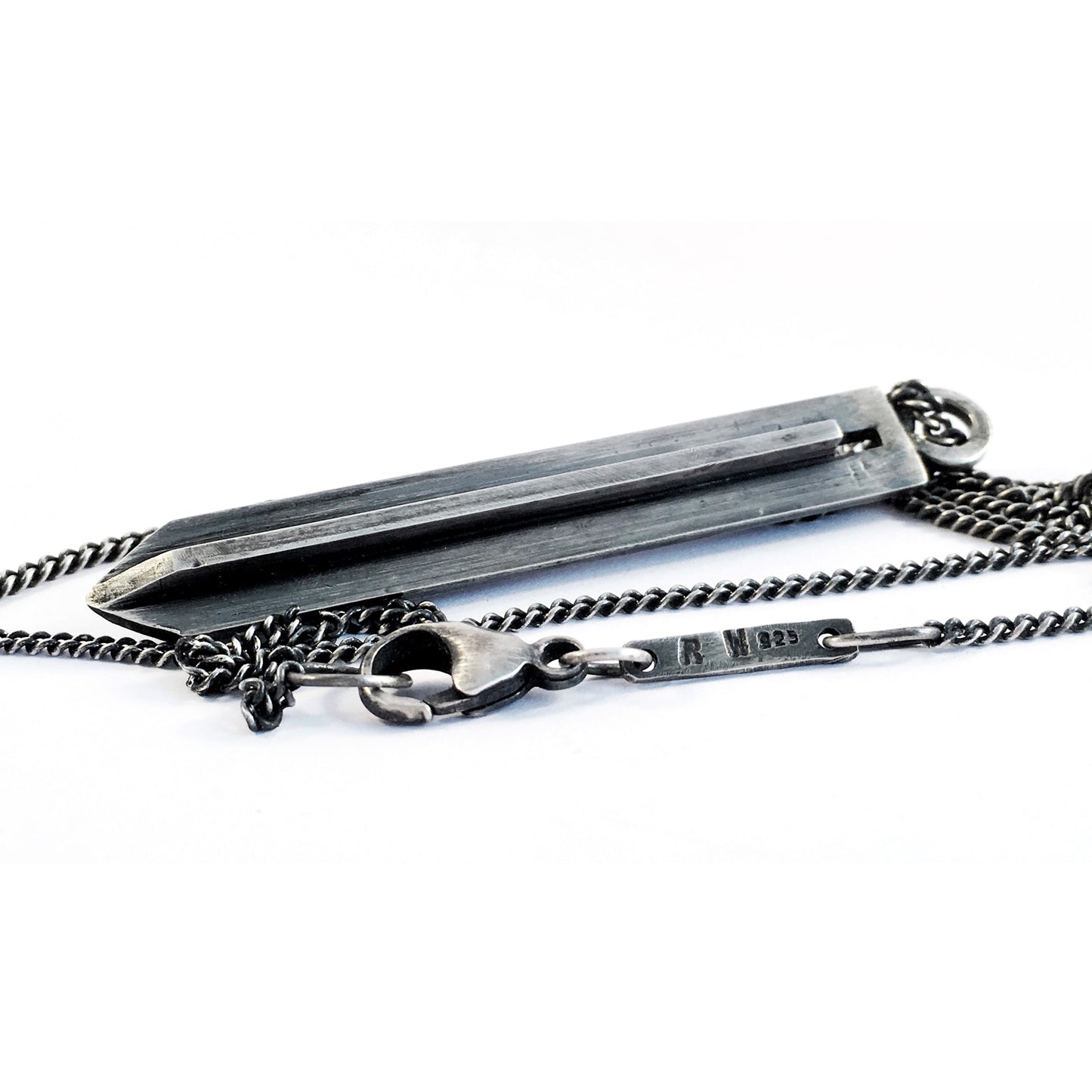 Silver arrow head pendant and curb chain