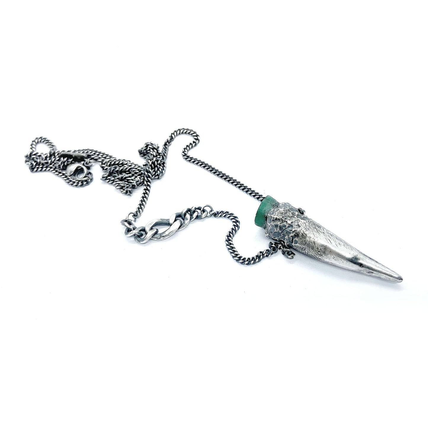 Silver and emerald pendant