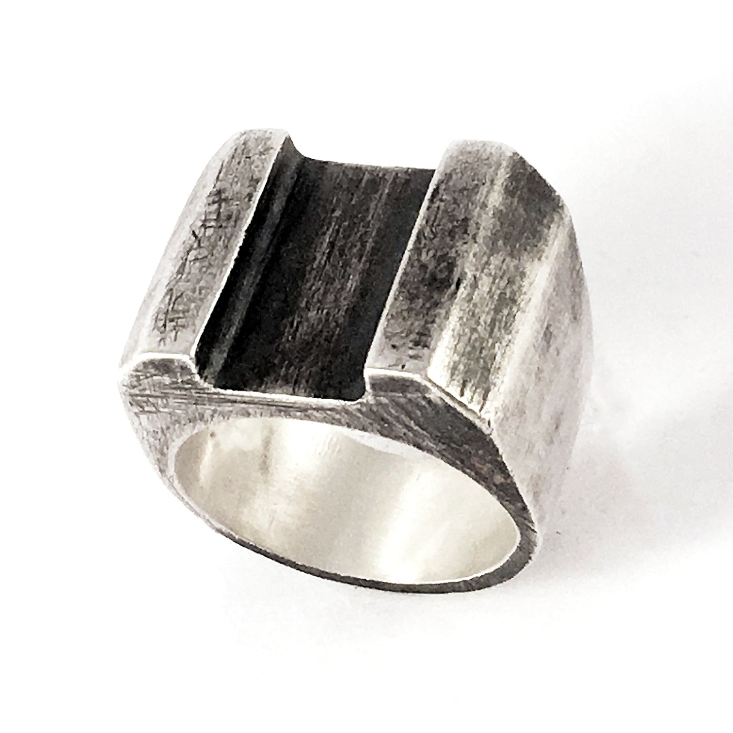 Geometric silver ring