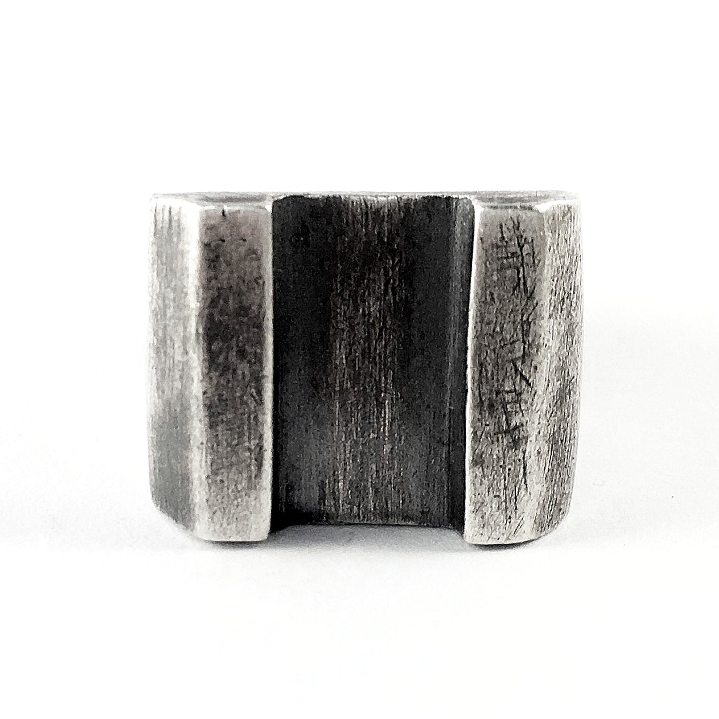 Geometric silver ring