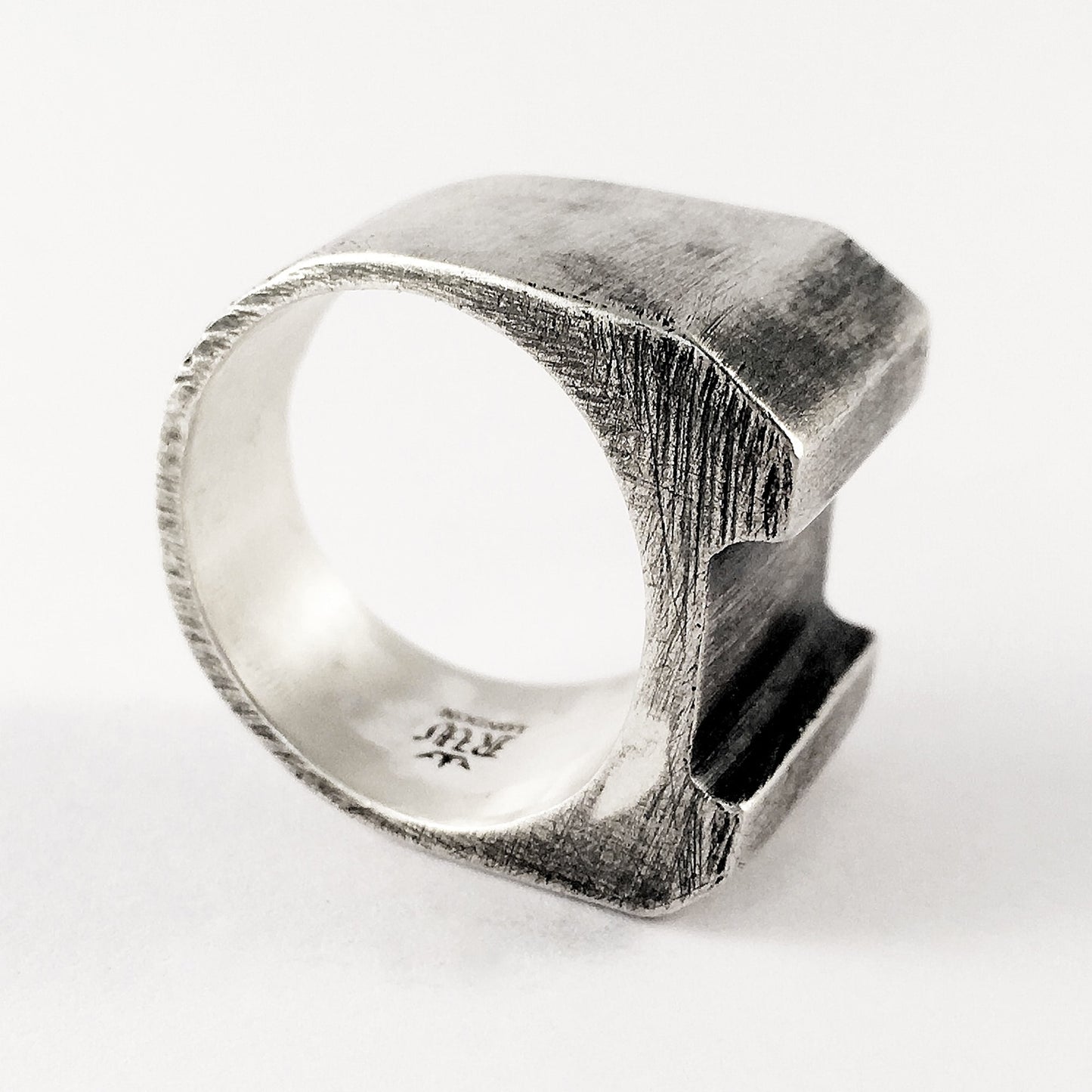 Geometric silver ring