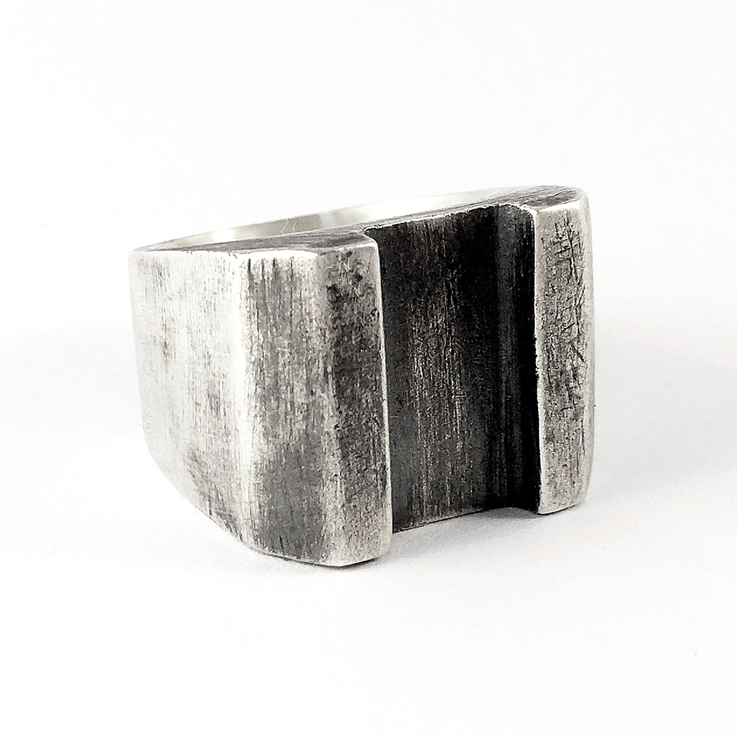 Geometric silver ring