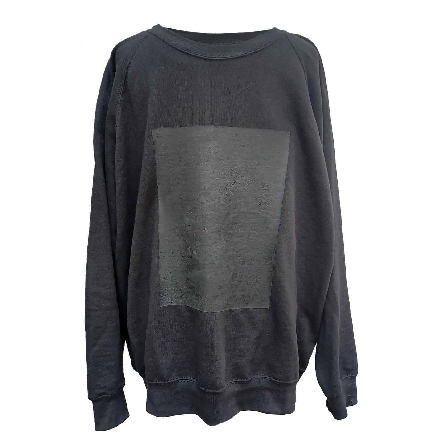 Black raglan sleeve sweatshirt. Latex print