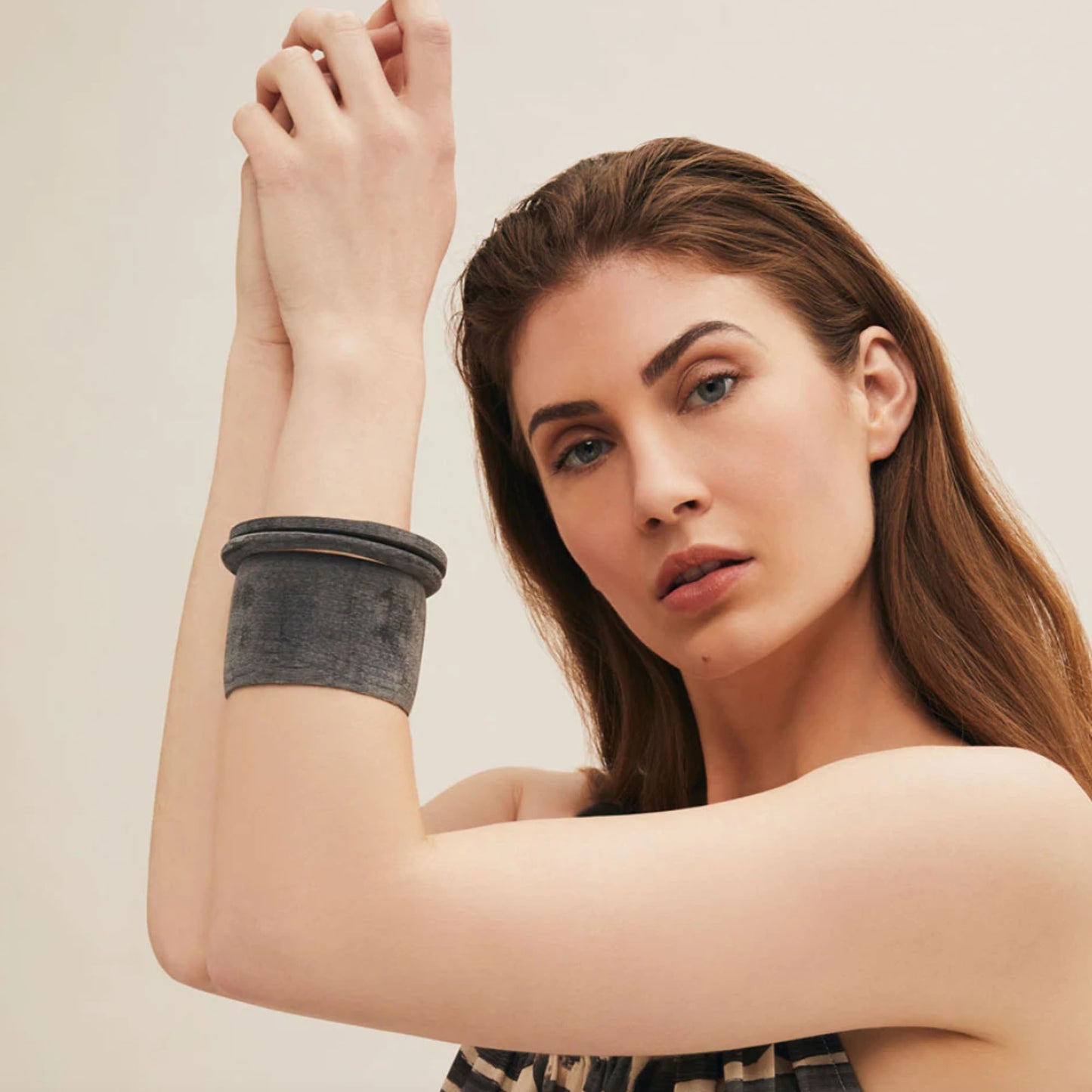 Wide Grey Cuff Bangle