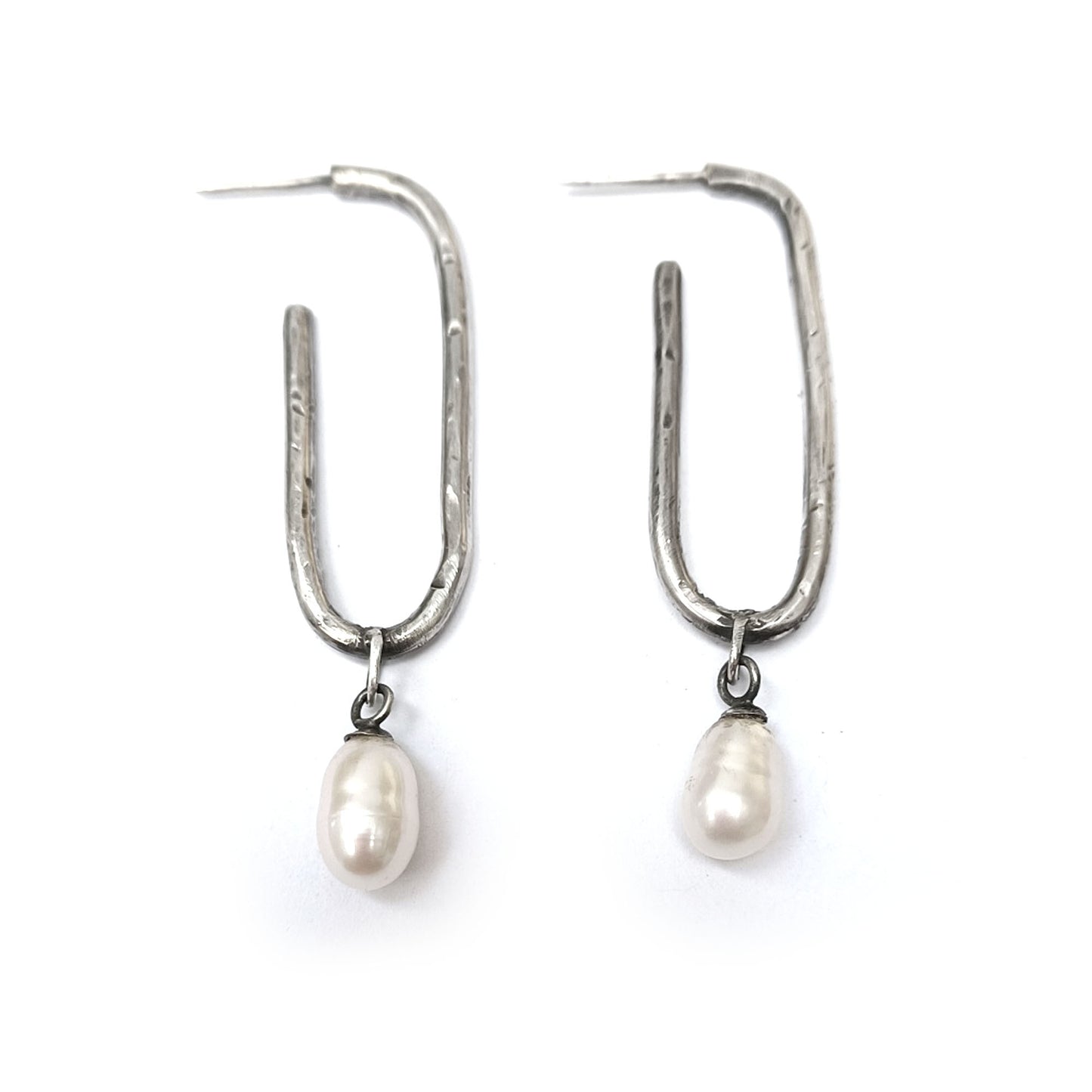 Abbot Silver and Pearl Earring