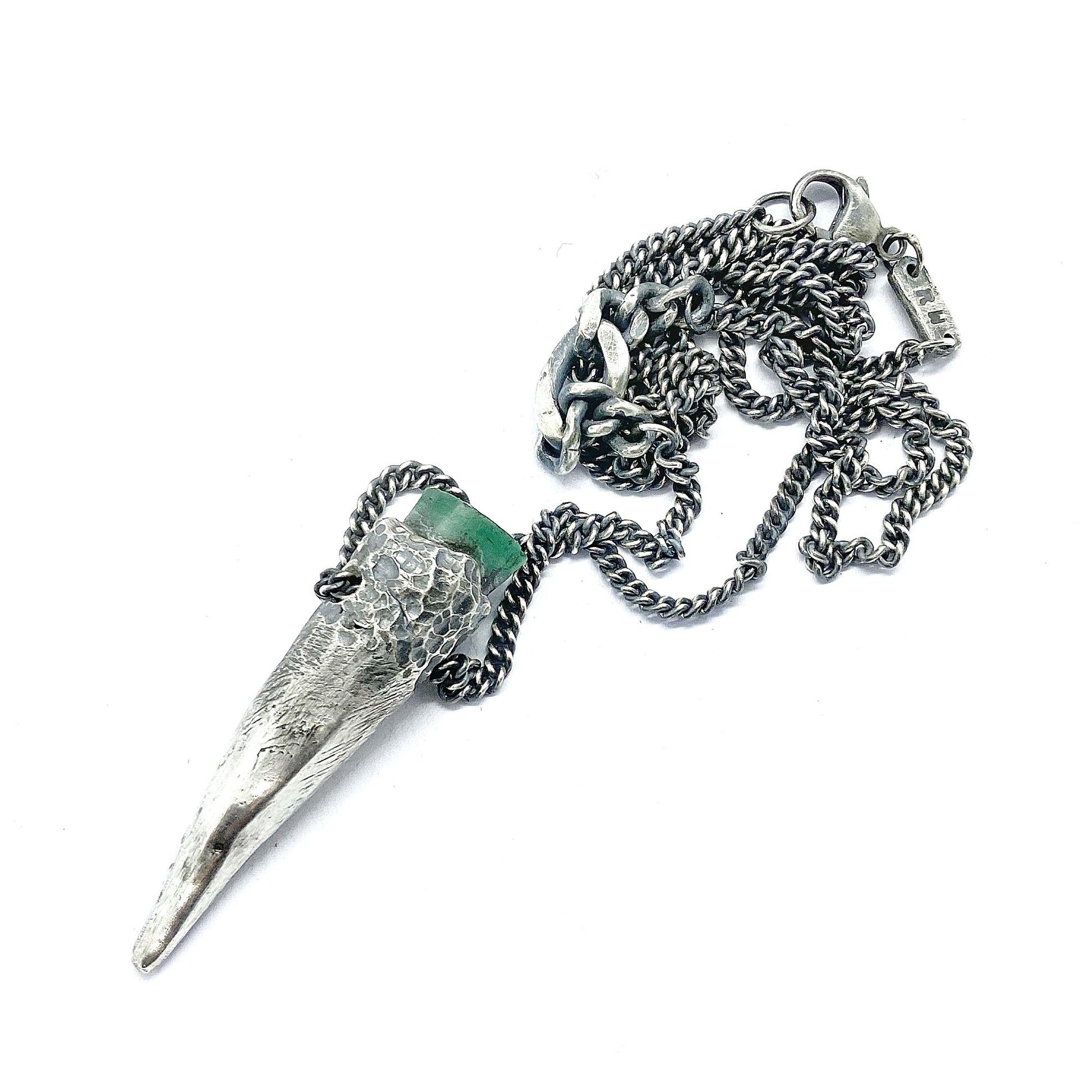 Silver and emerald pendant