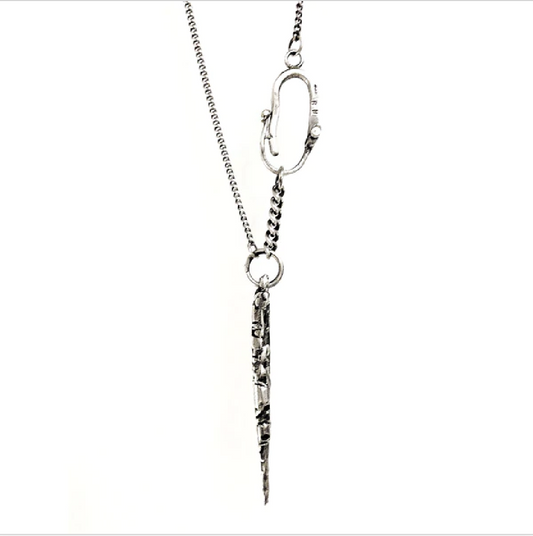 Solid silver spike pendant necklace