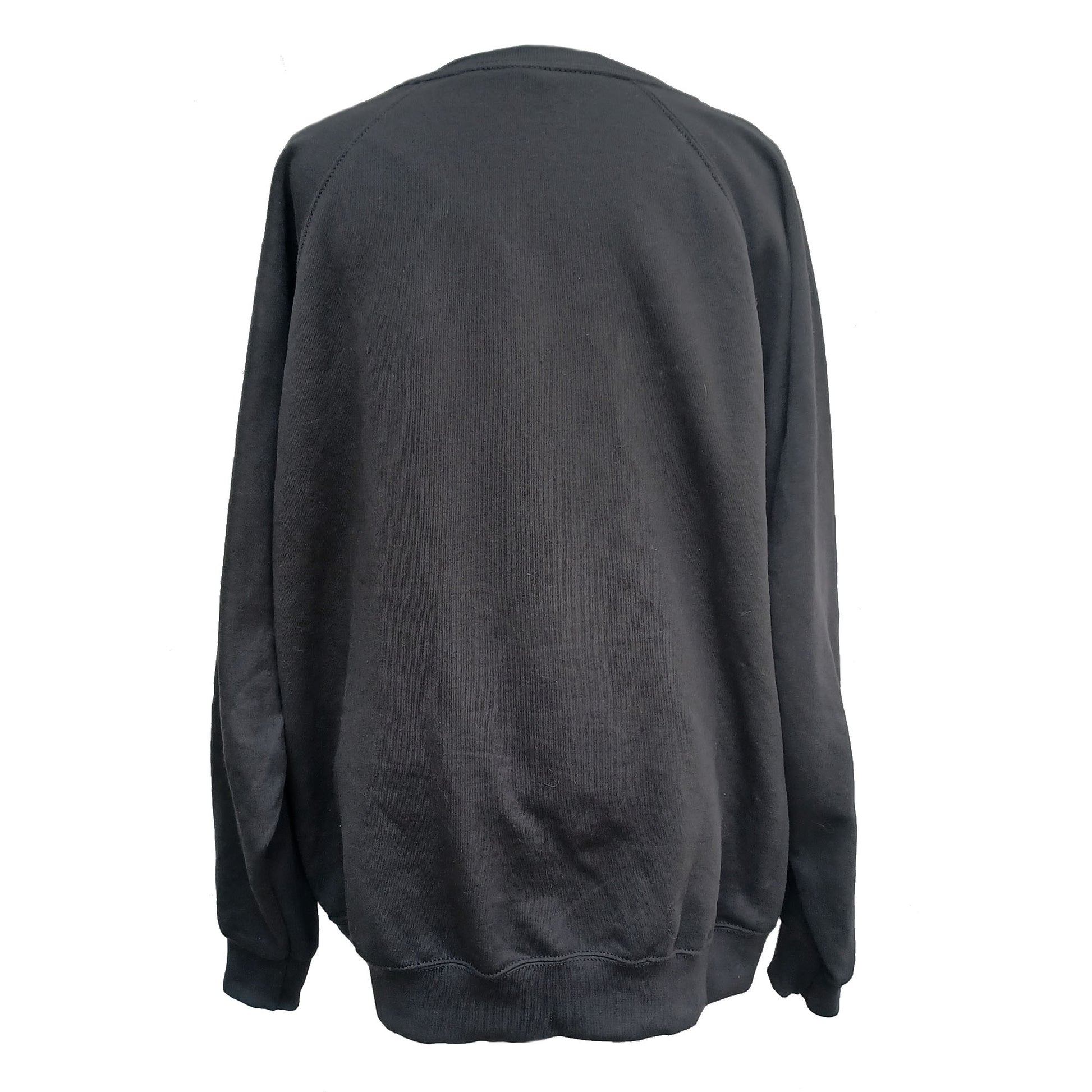 Black raglan sleeve sweatshirt. Latex print