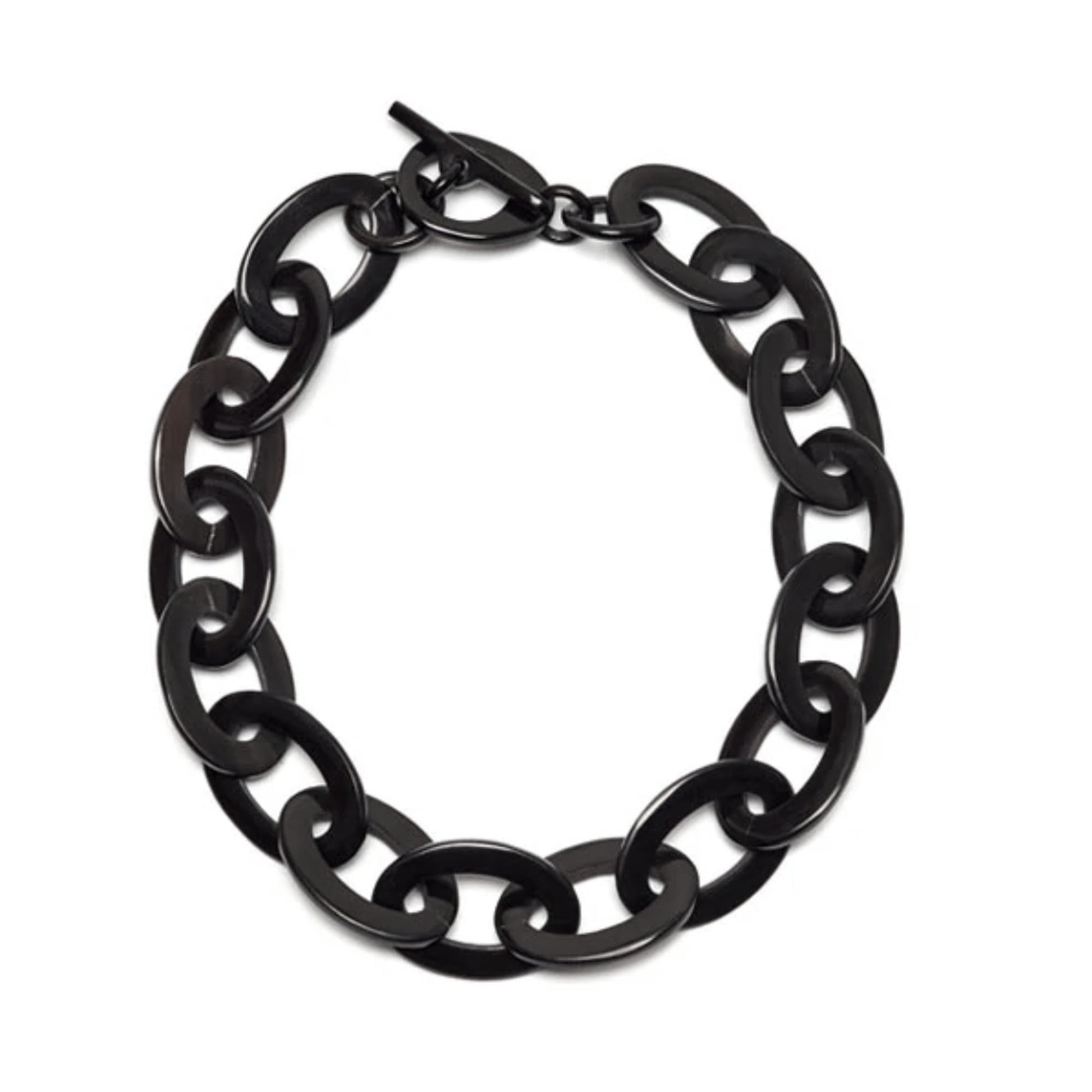 Black horn large links necklace